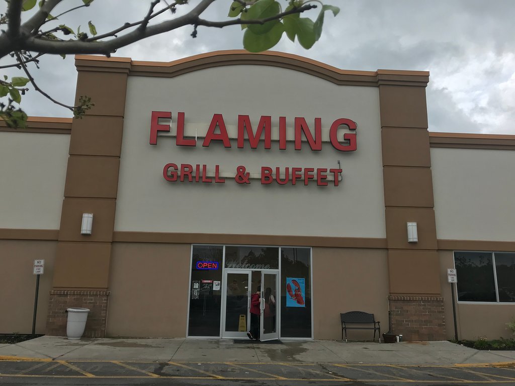 Flaming grill and buffet